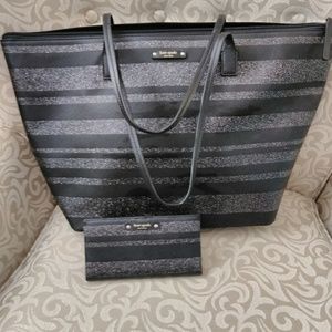 Kate Spade Large glitter tote AND wallet